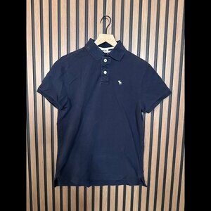 Abercrombie & Fitch Polo Shirt Medium Blue Navy / Black Short Sleeve Classic Fit